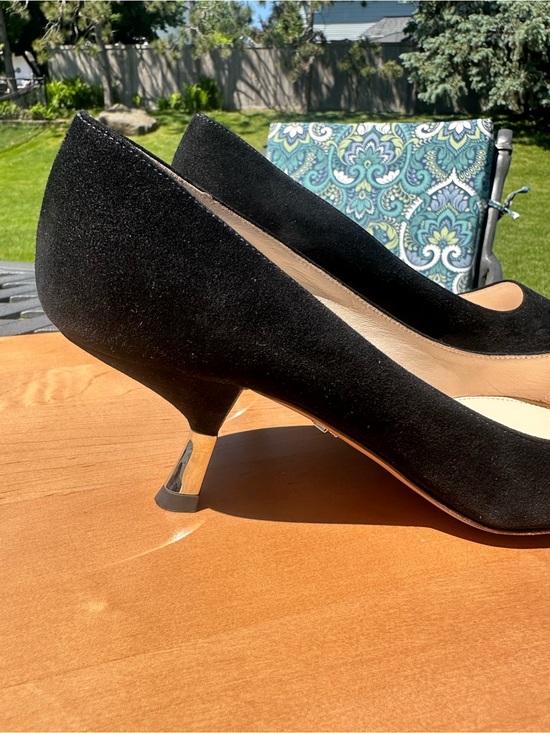 Prada Shoes - Prada Black Suede Mid-Kitten Heel Pumps